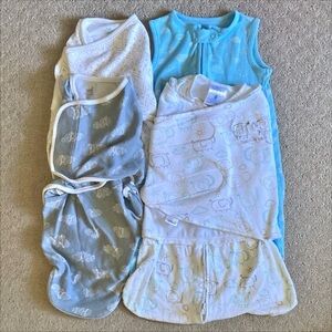4-pc Bundle cotton sleepsacks/swaddles, 0-3M.
